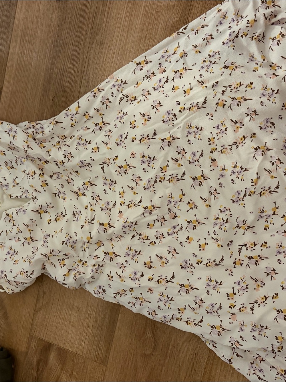 Garage Cream Mini Dress with Yellow & Purple Floral Print
